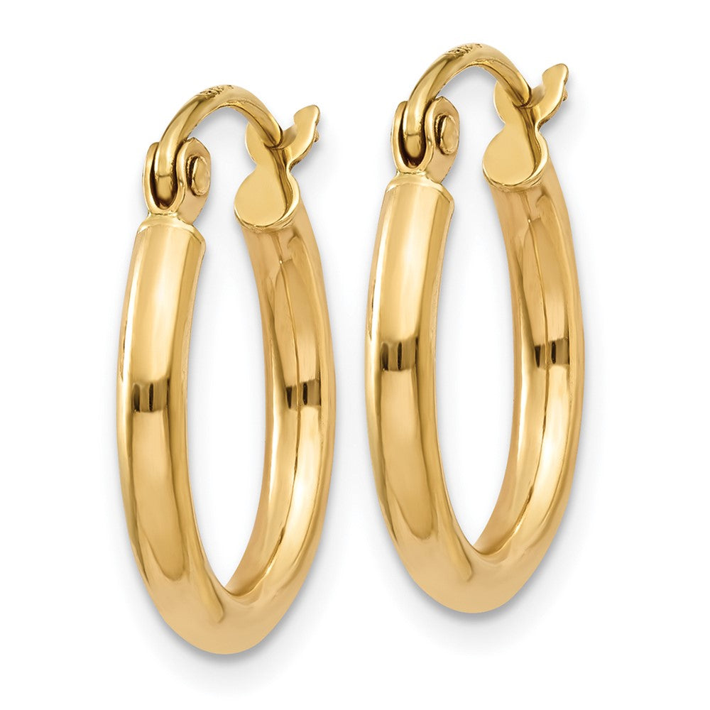 10K Polished 2mm Tube Hoop Earrings