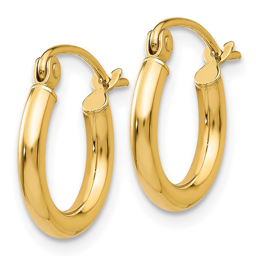 10K Polished 2mm Tube Hoop Earrings