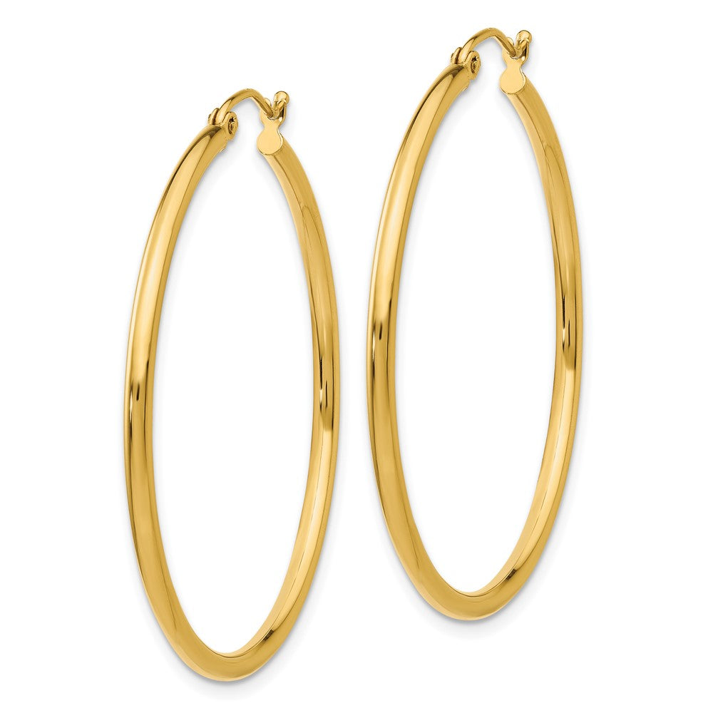 10K Polished 2mm Tube Hoop Earrings