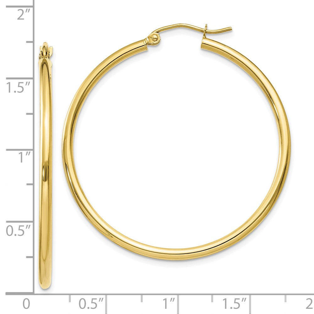 10K Polished 2mm Tube Hoop Earrings