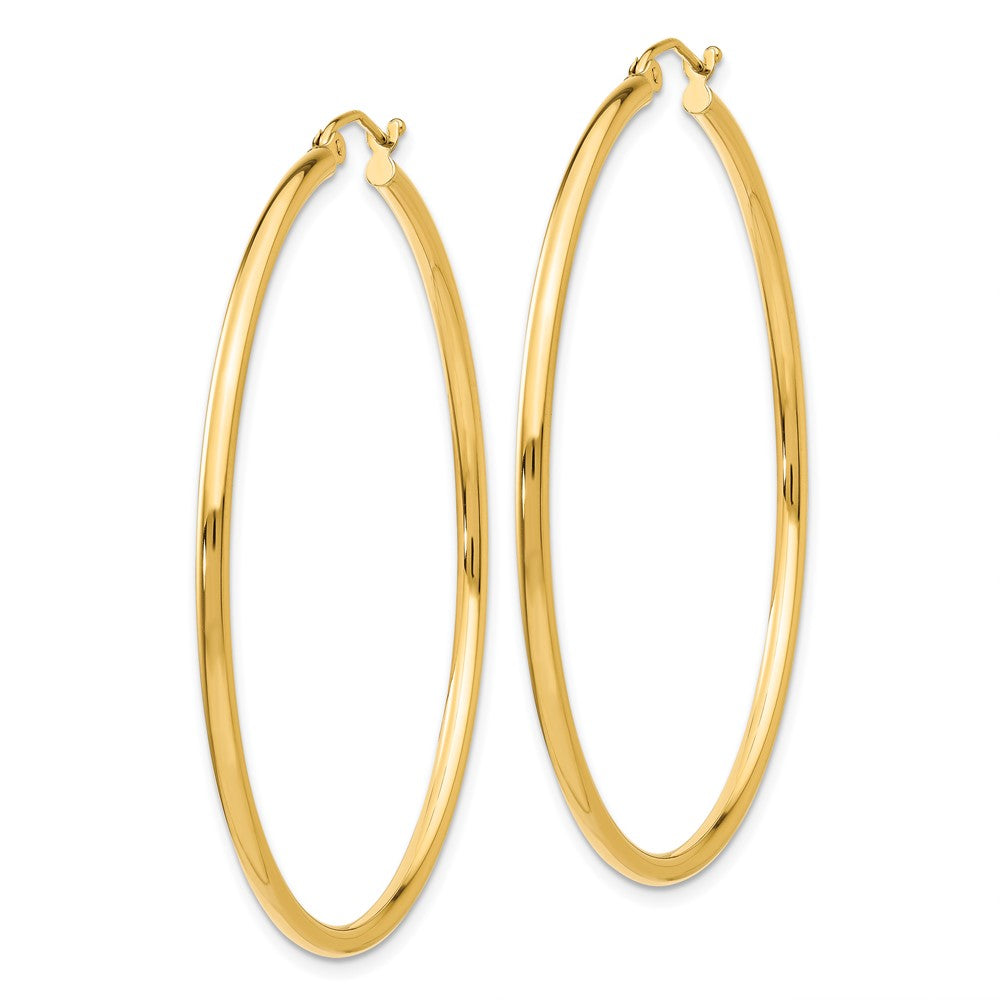 10K Polished 2mm Tube Hoop Earrings