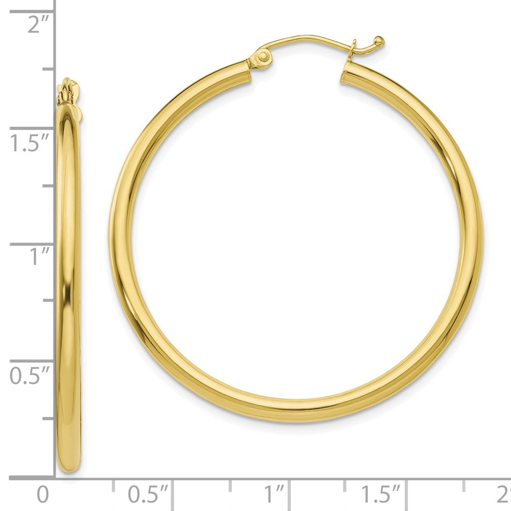 10K Polished 2.5mm Tube Hoop Earrings