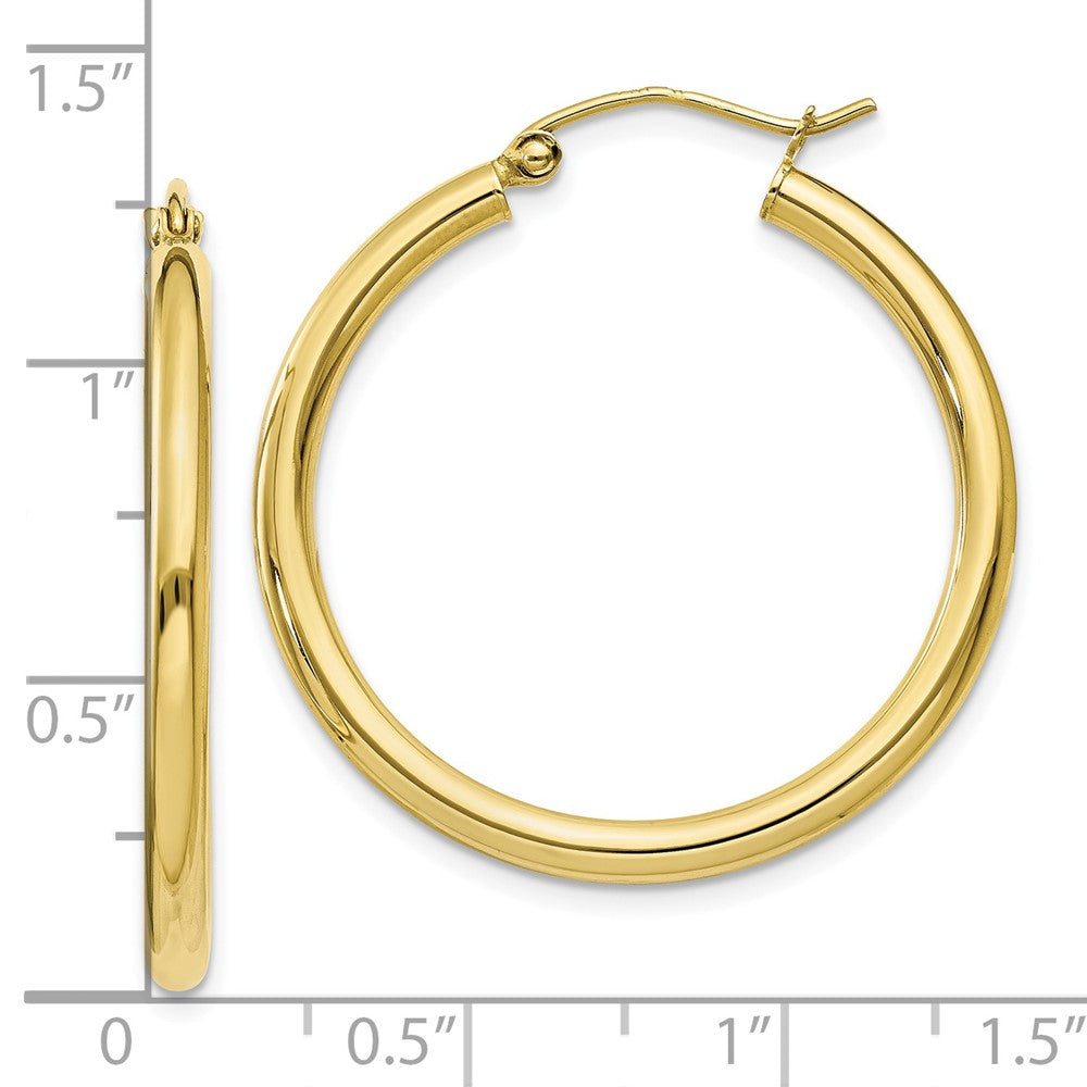 10K Polished 2.5mm Tube Hoop Earrings