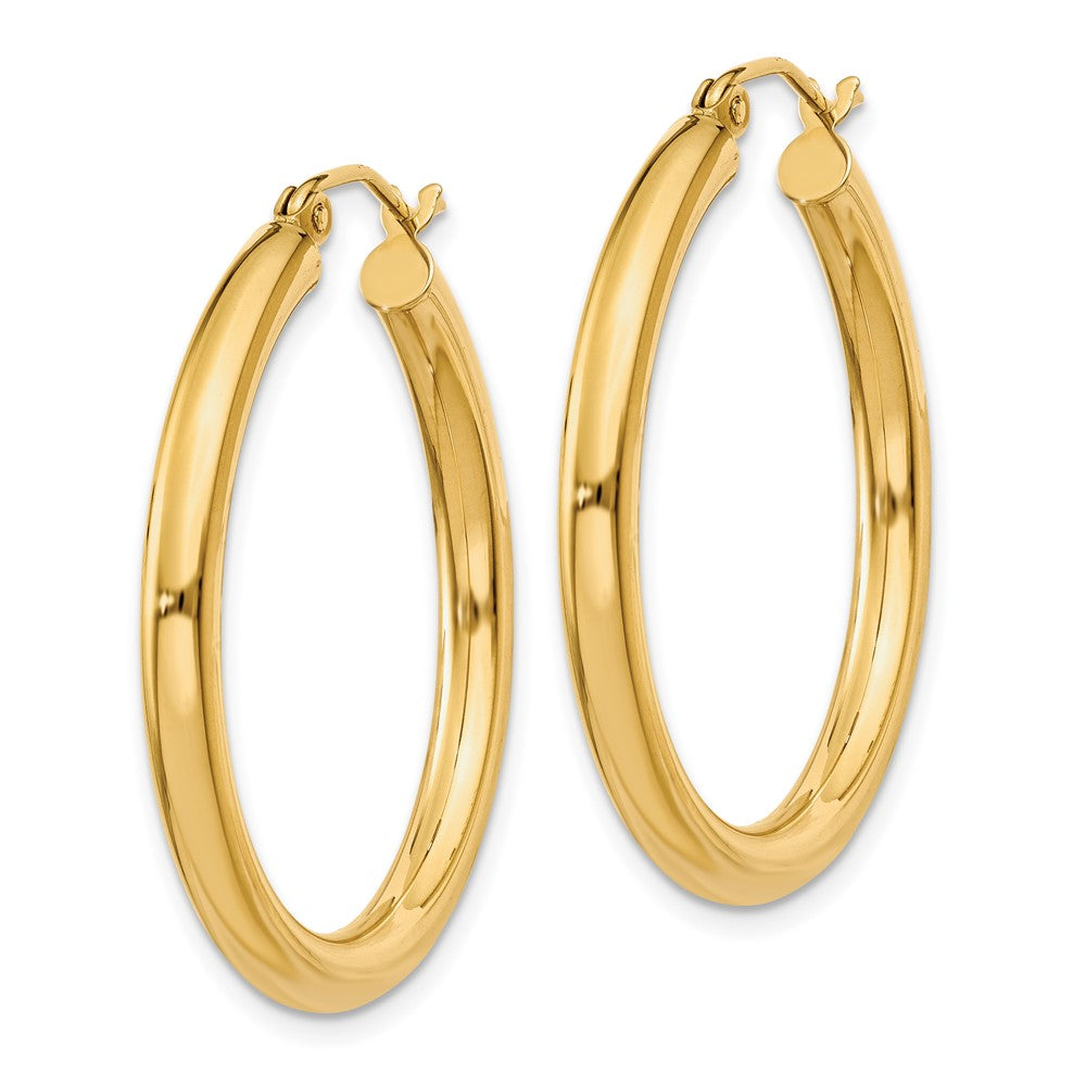 10K Polished 3mm Tube Hoop Earrings