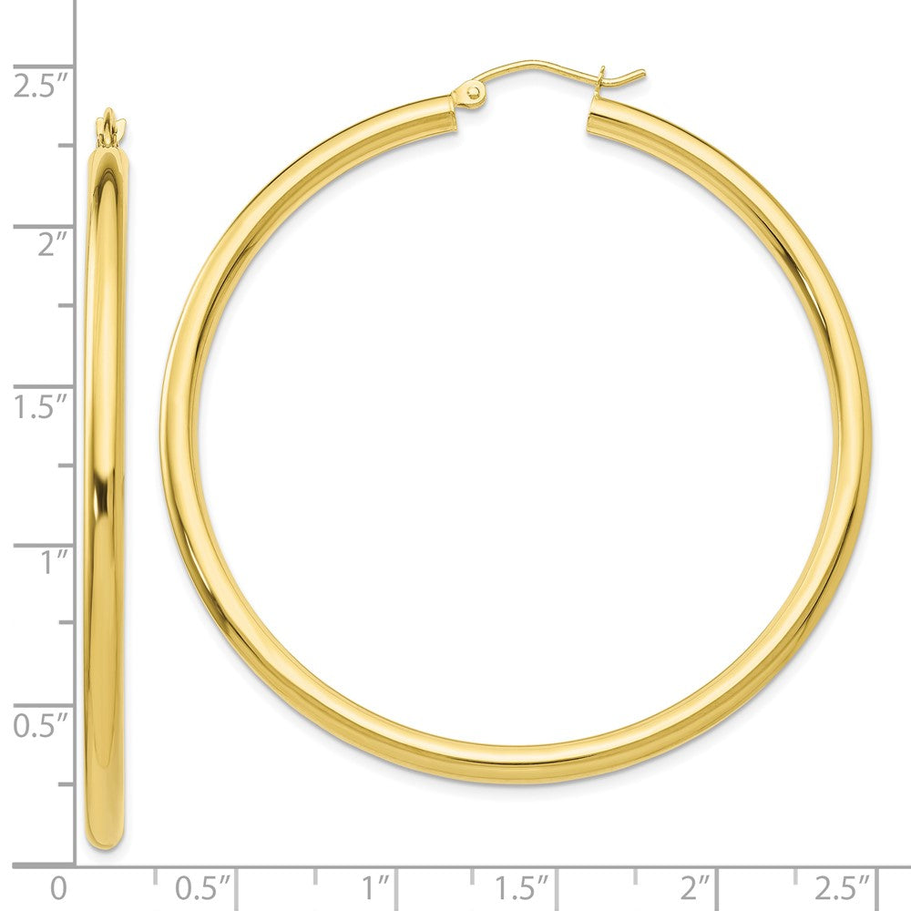 10K Polished 3mm Tube Hoop Earrings