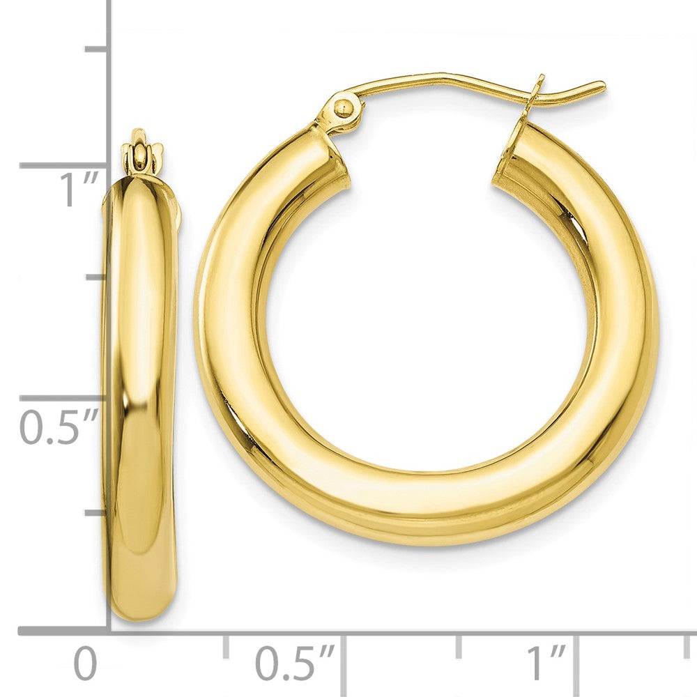 10K Polished 4mm Tube Hoop Earrings