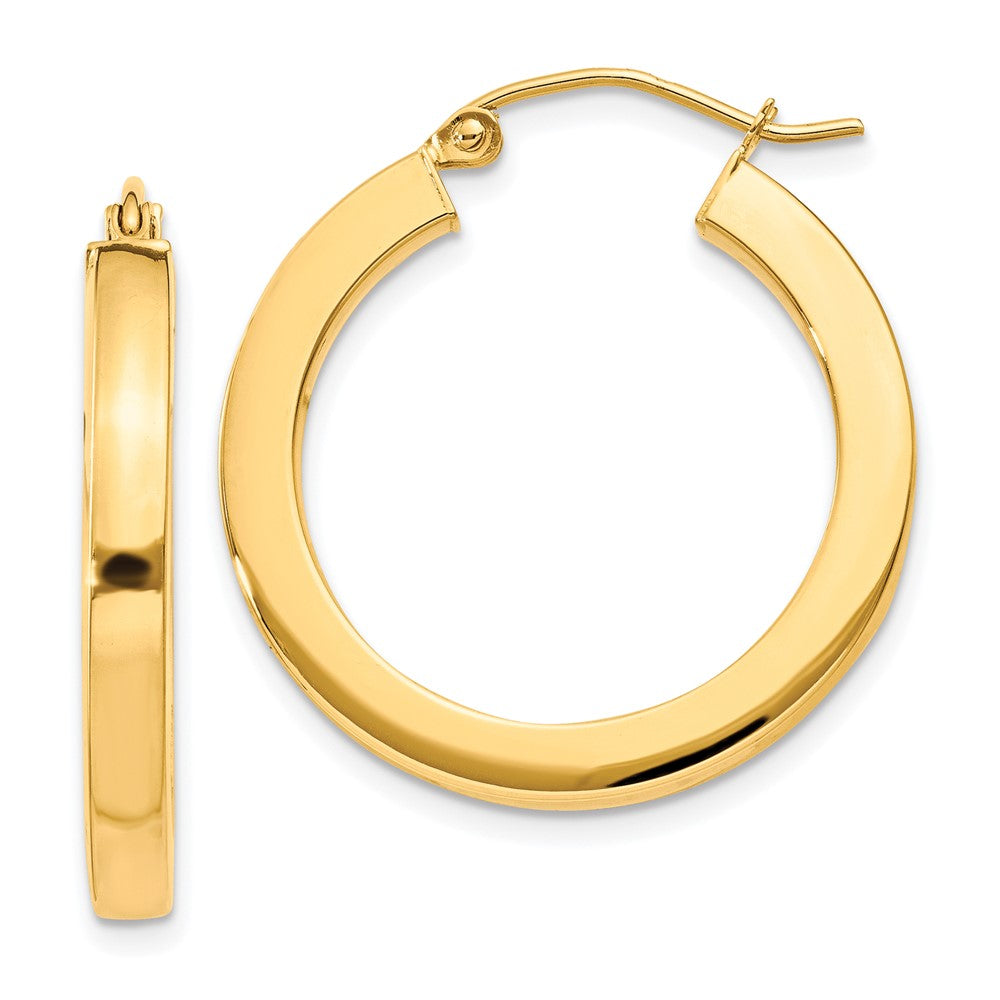 10k 3mm Polished Square Hoop Earrings