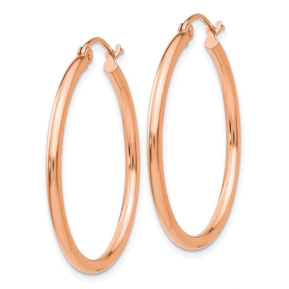 10K Rose Gold Polished 2mm Tube Hoop Earrings