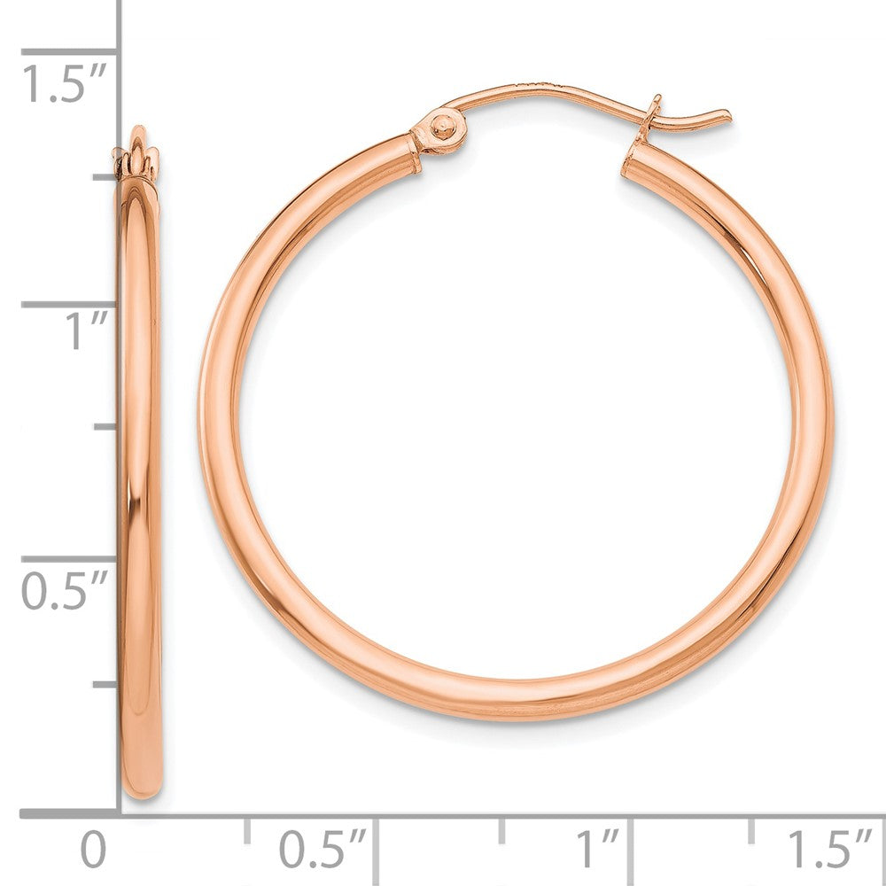 10K Rose Gold Polished 2mm Tube Hoop Earrings