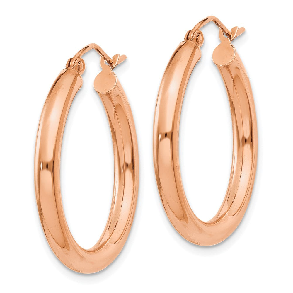 10K Rose Gold Polished 3mm Hoop Earrings