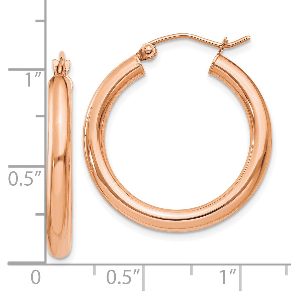 10K Rose Gold Polished 3mm Hoop Earrings