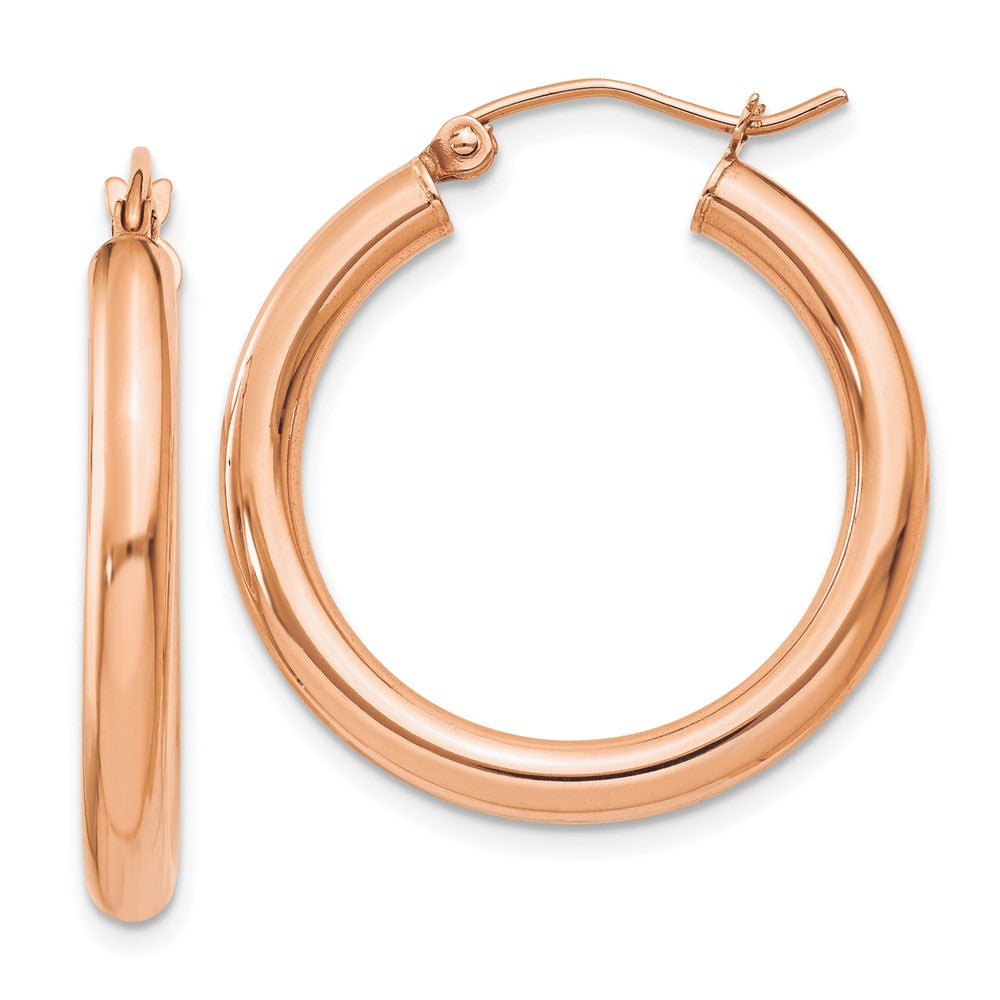 10K Rose Gold Polished 3mm Hoop Earrings