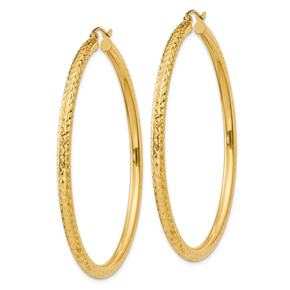 10k Diamond-cut 3mm Round Hoop Earrings