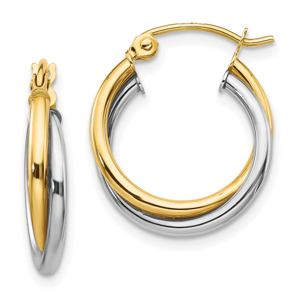 10K Two-tone Twist Hoop Earring