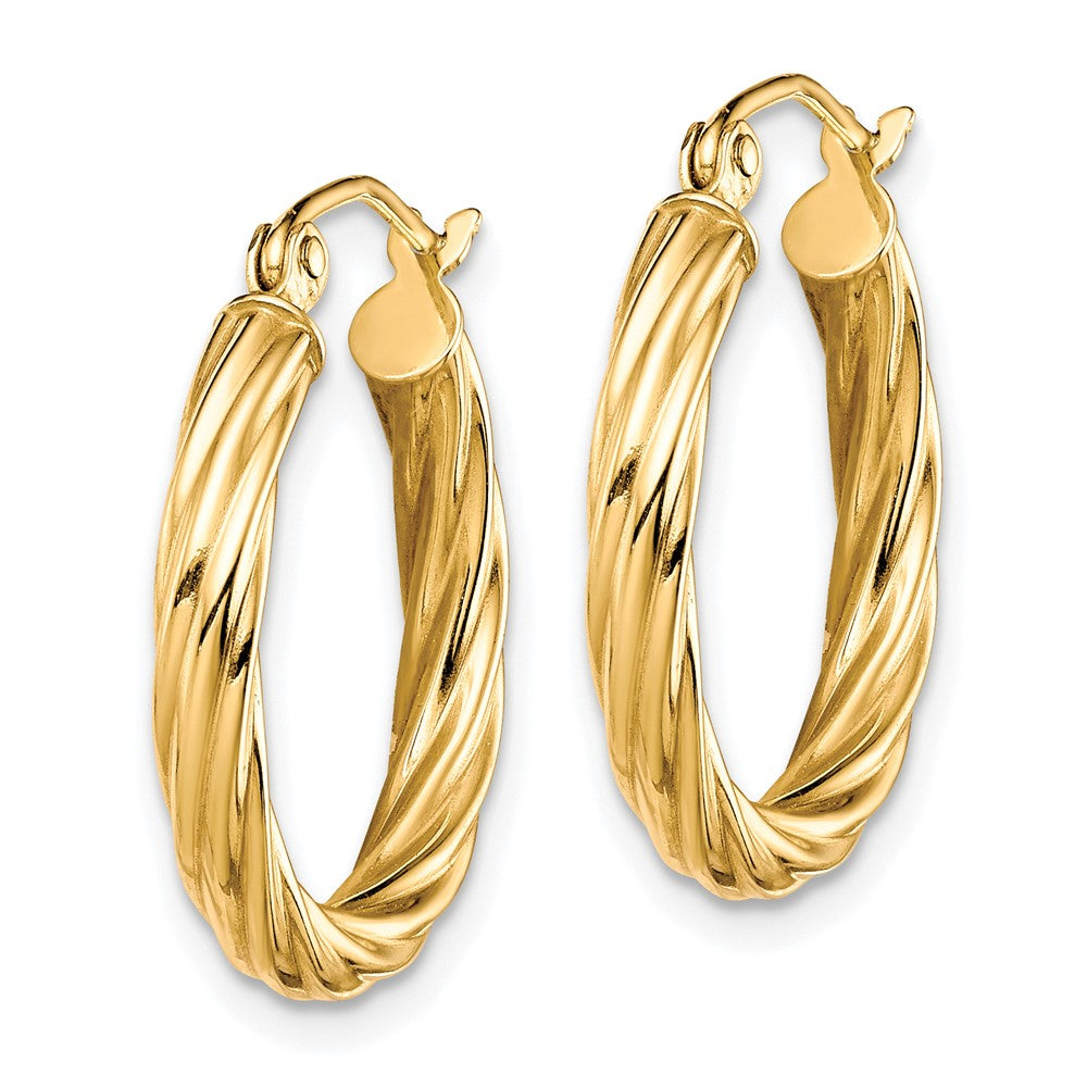 10k Polished 3mm Twisted Hoop Earrings