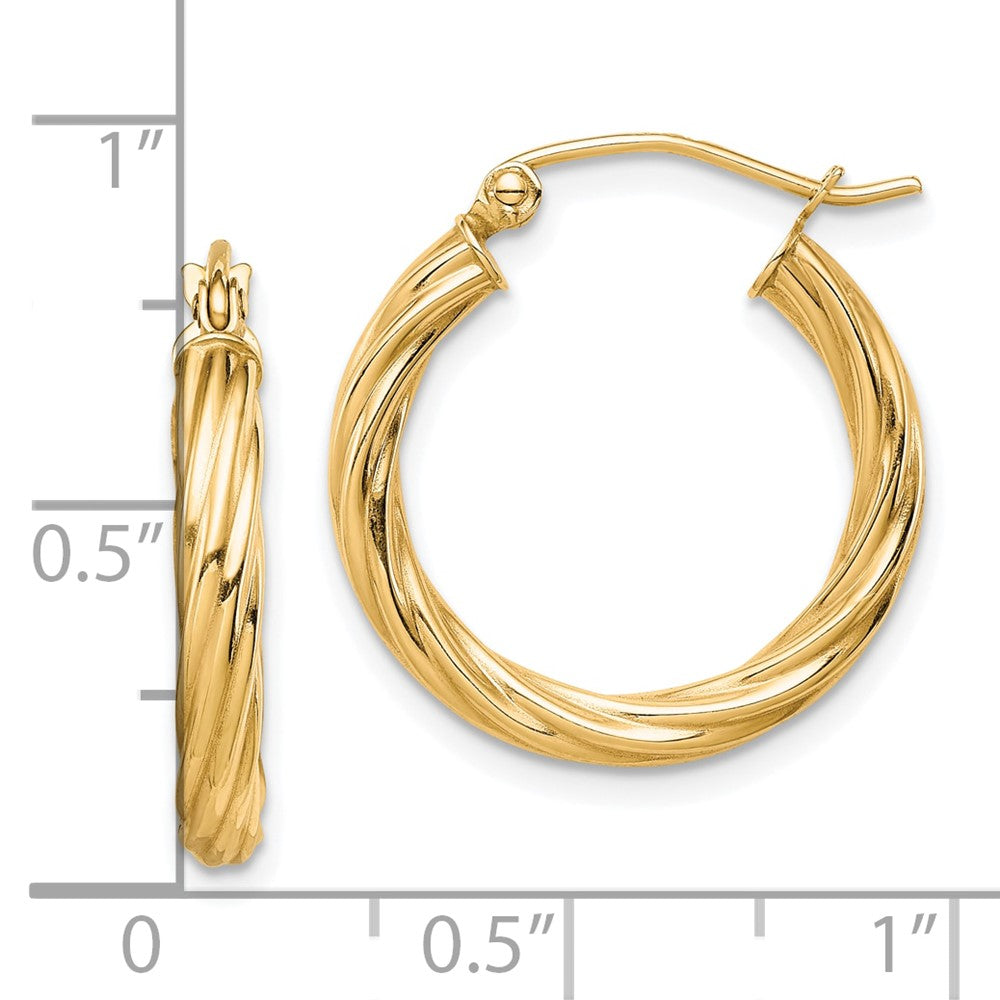 10k Polished 3mm Twisted Hoop Earrings