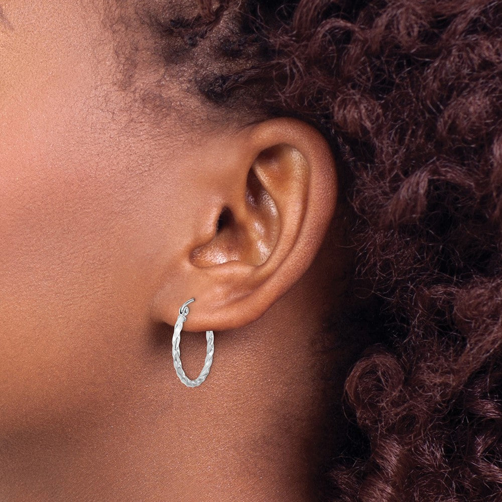 10k WG Twist Polished Hoop Earring