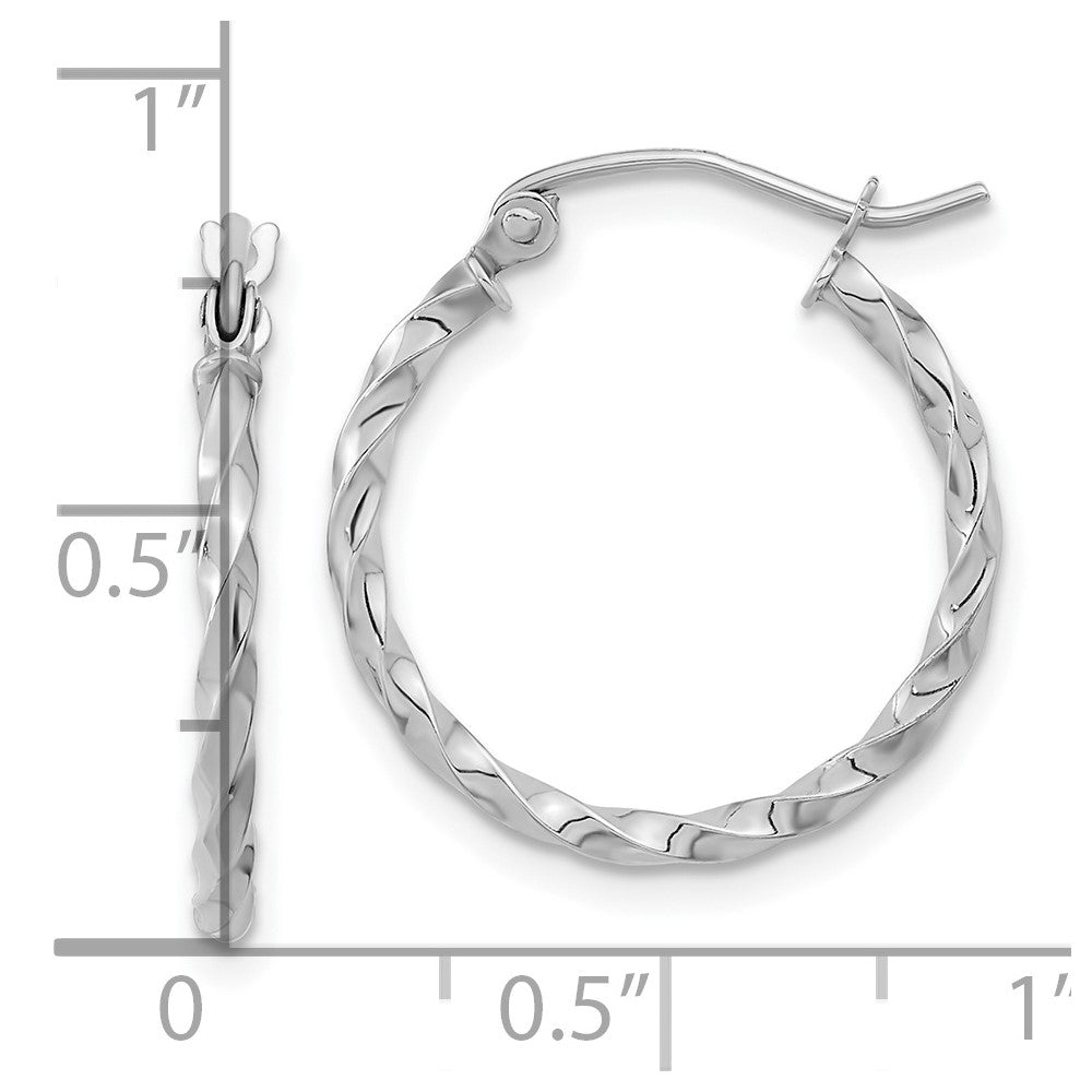 10k WG Twist Polished Hoop Earring