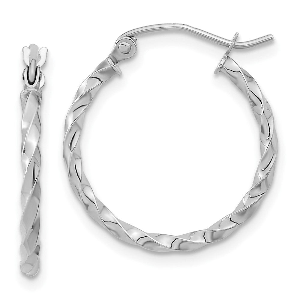 10k WG Twist Polished Hoop Earring