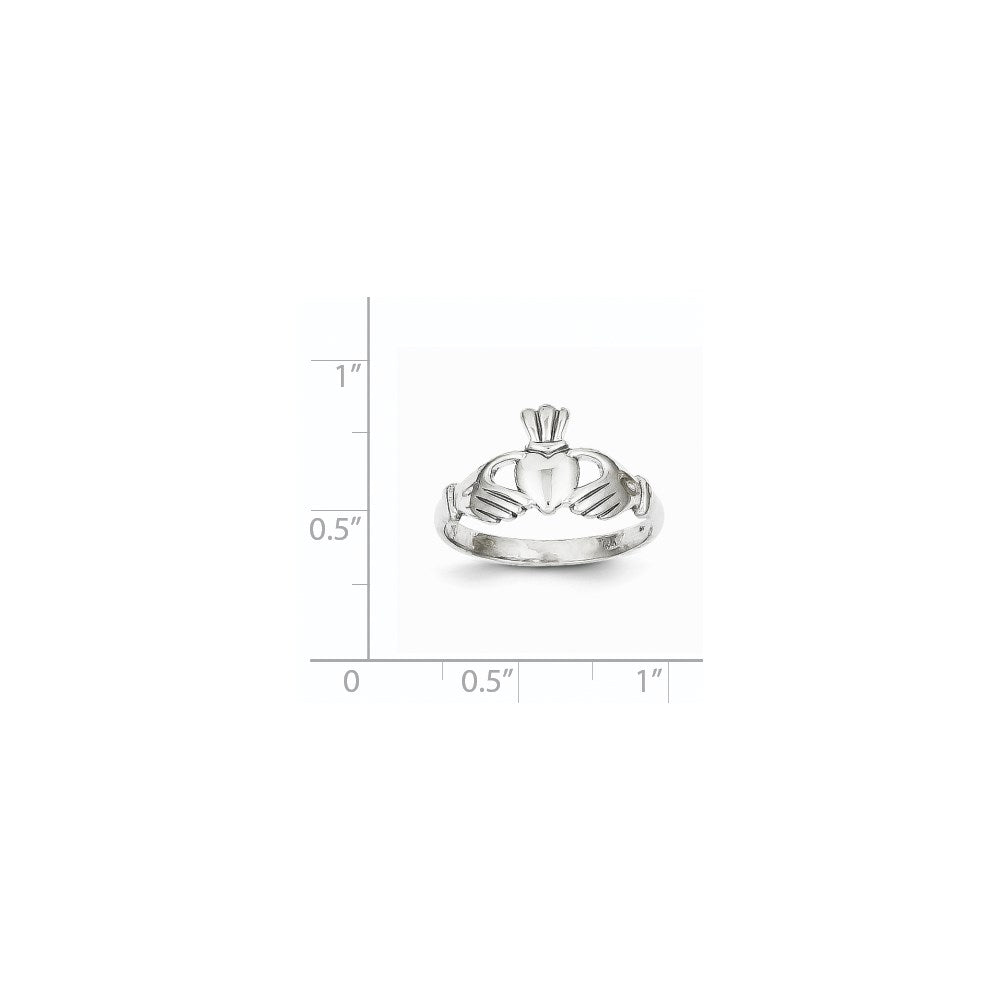 10k White Gold Polished Claddagh Ring