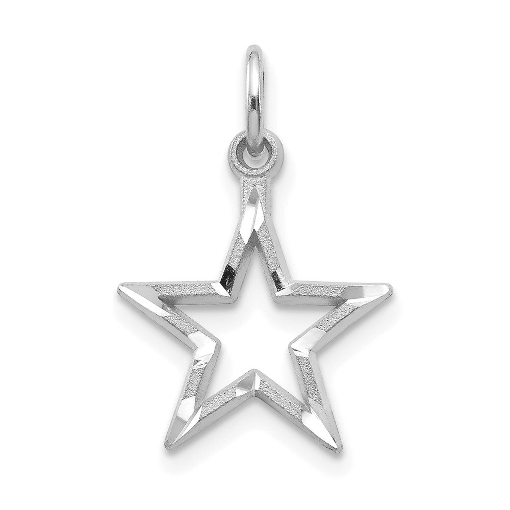 10k White Gold Diamond-cut Star Charm