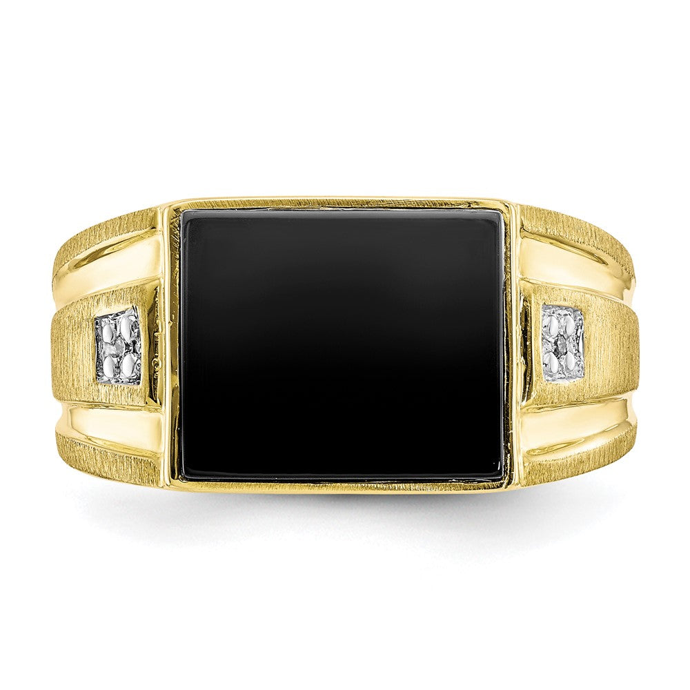 10k Men's Diamond and Black Onyx Ring