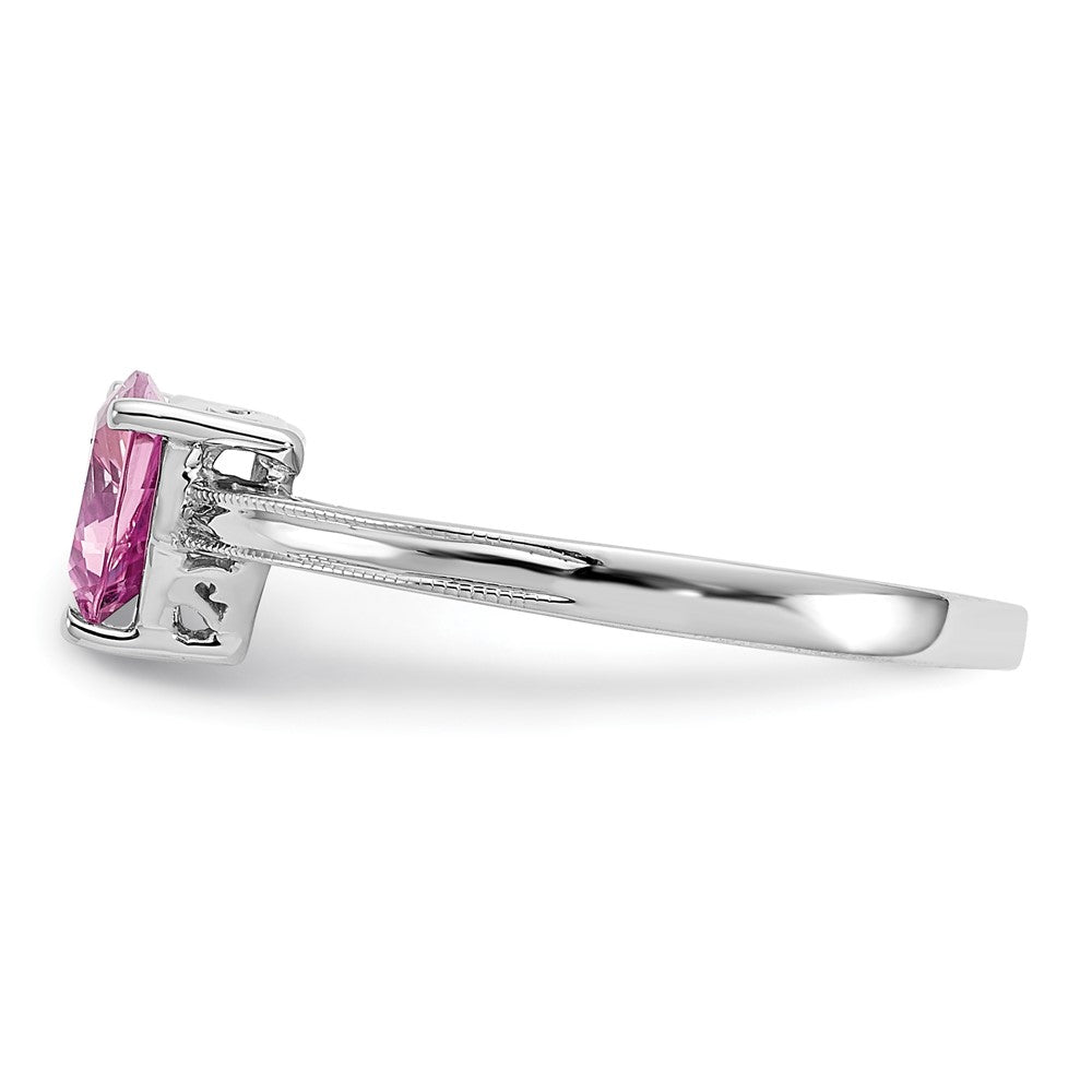 10k White Gold Created Pink Sapphire Ring