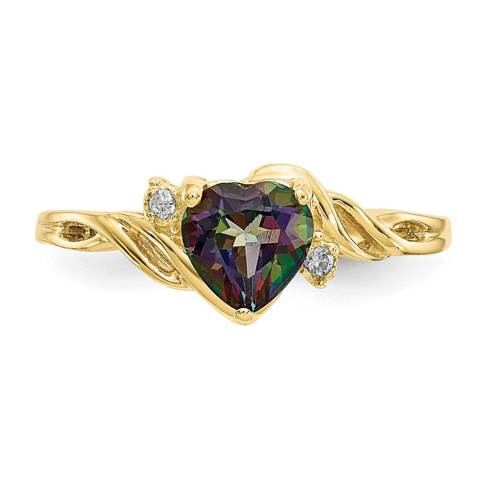 10k Heart Mystic Fire Topaz & .01ct Diamond Ring