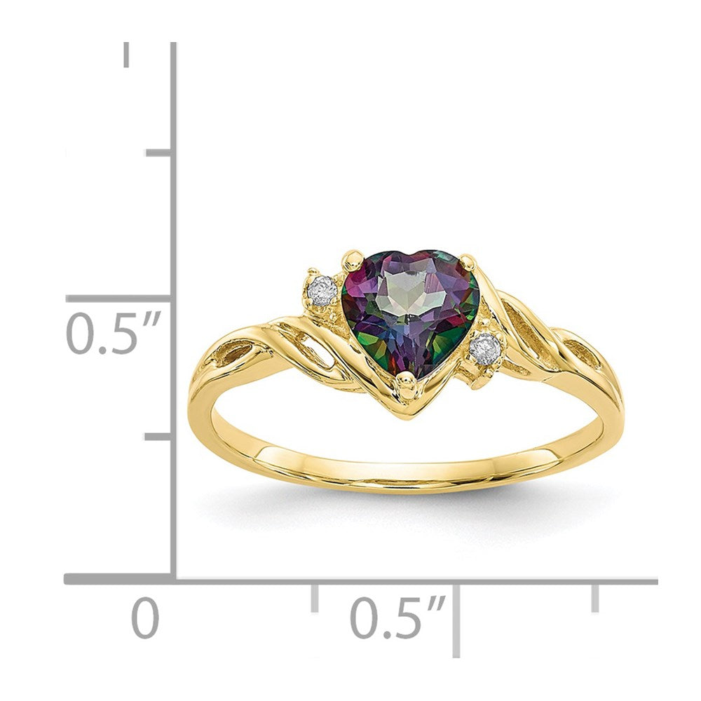 10k Heart Mystic Fire Topaz & .01ct Diamond Ring