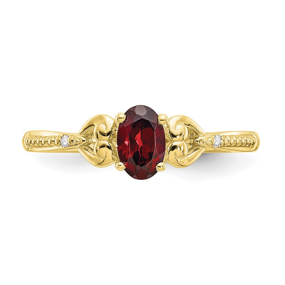 10K Garnet and Diamond Ring