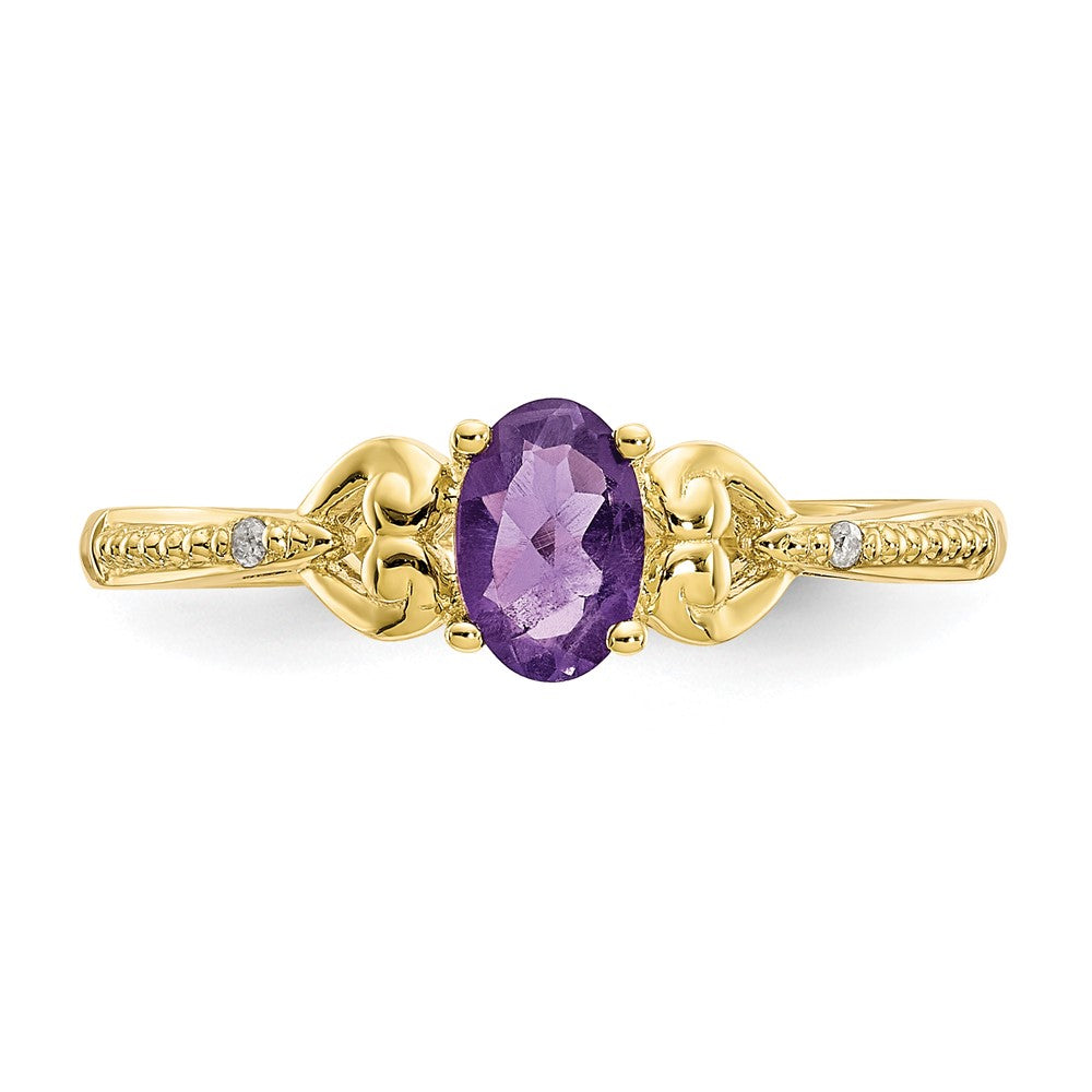 10K Amethyst and Diamond Ring