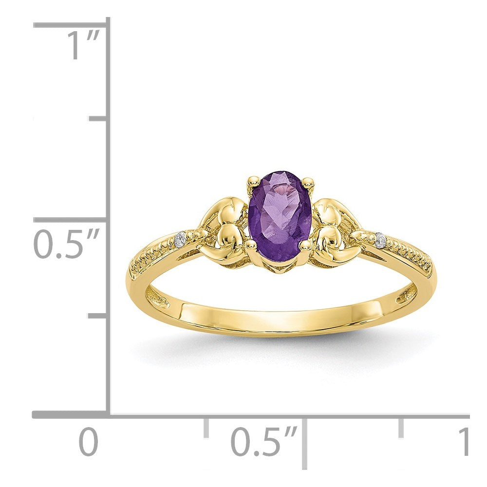 10K Amethyst and Diamond Ring