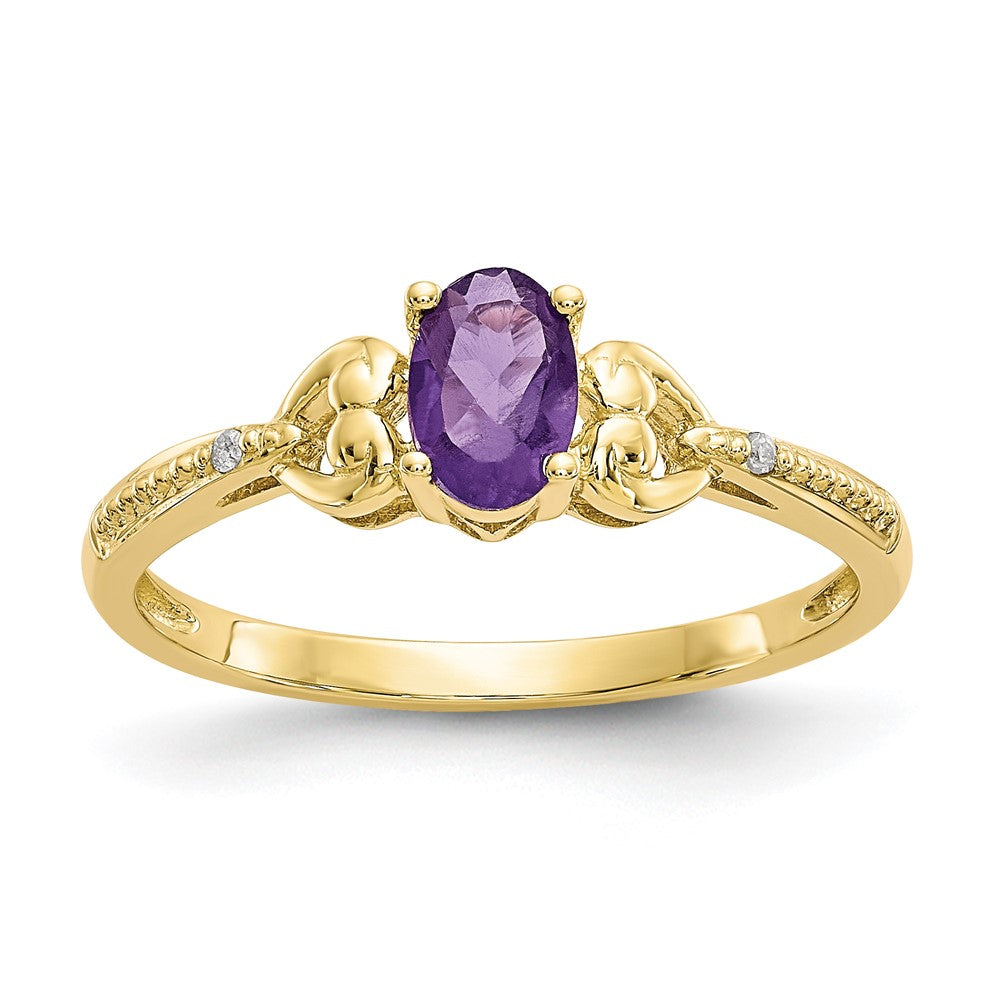 10K Amethyst and Diamond Ring