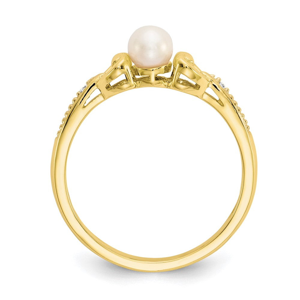 10K FW Cultured Pearl and Diamond Ring