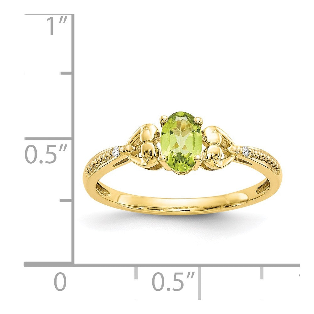 10K Peridot and Diamond Ring