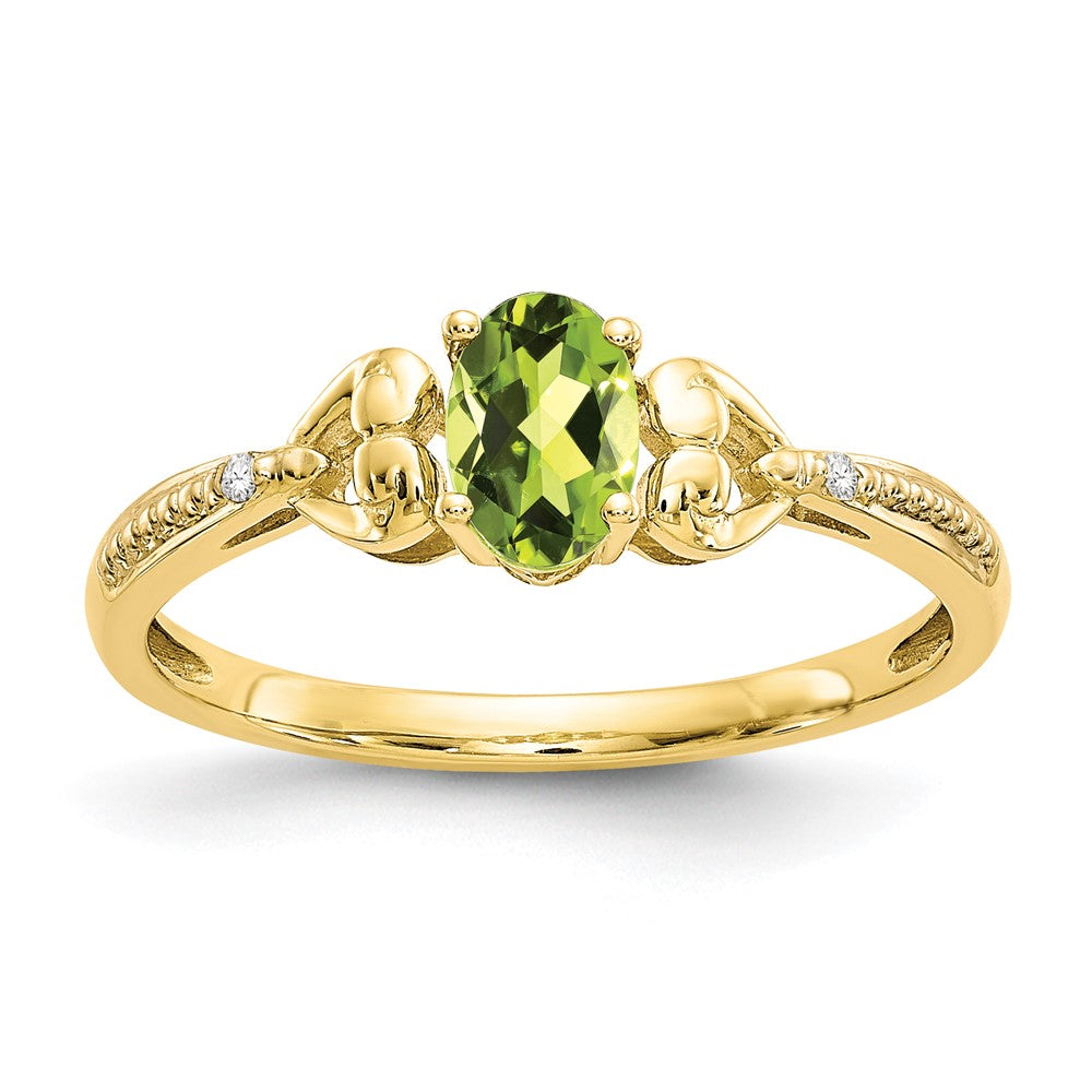 10K Peridot and Diamond Ring