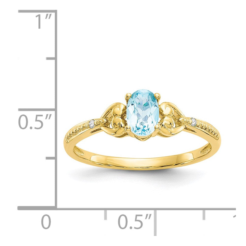 10K Light Swiss Blue Topaz and Diamond Ring