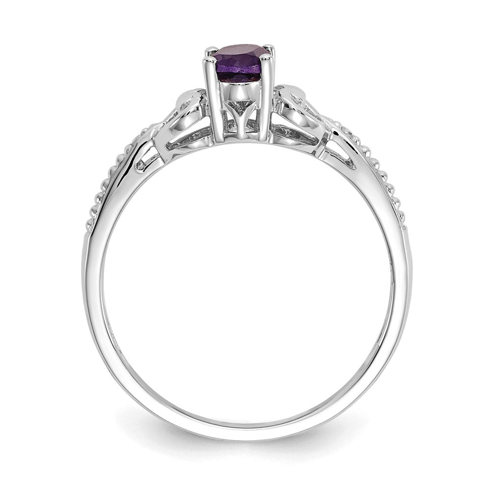 10k White Gold Amethyst and Diamond Ring