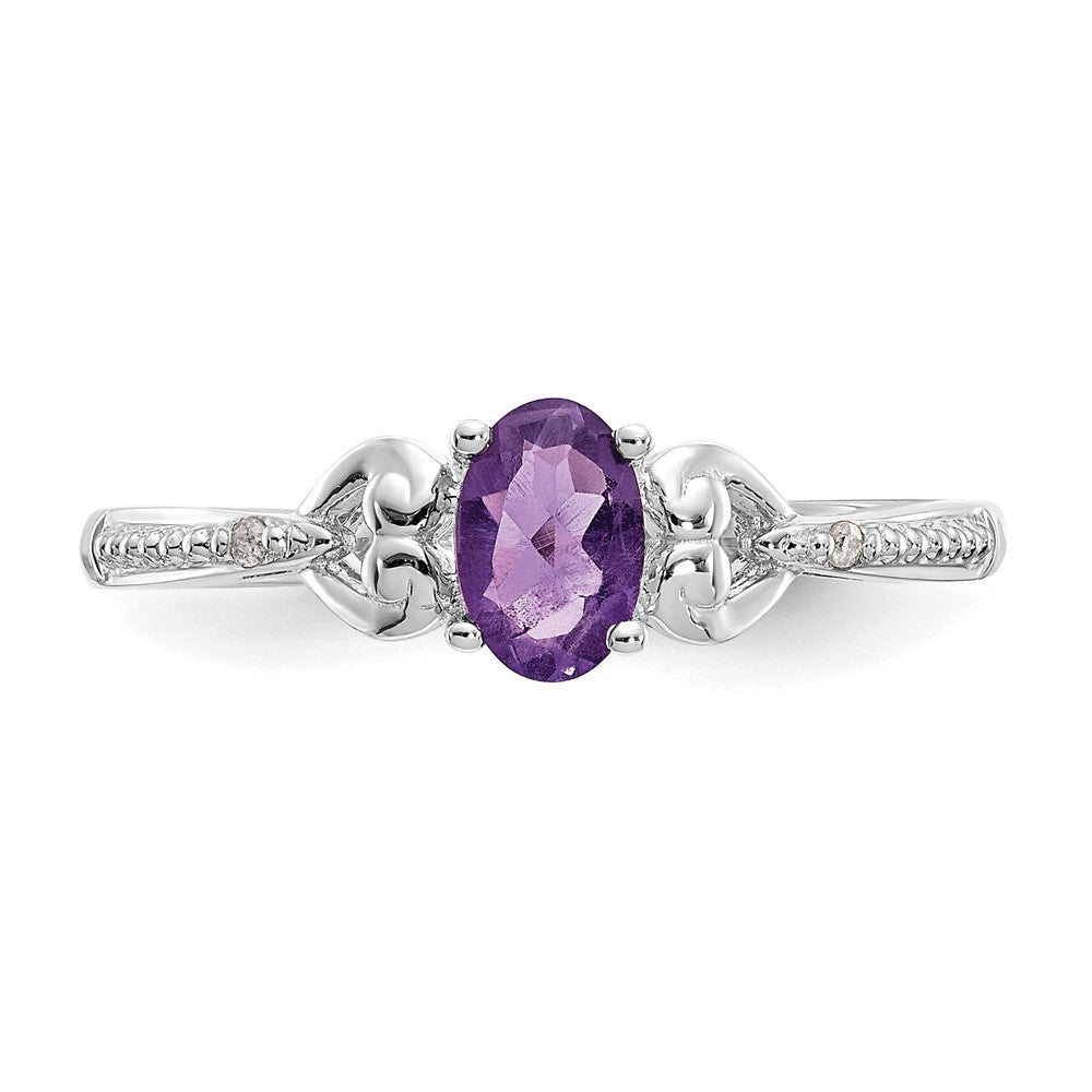 10k White Gold Amethyst and Diamond Ring