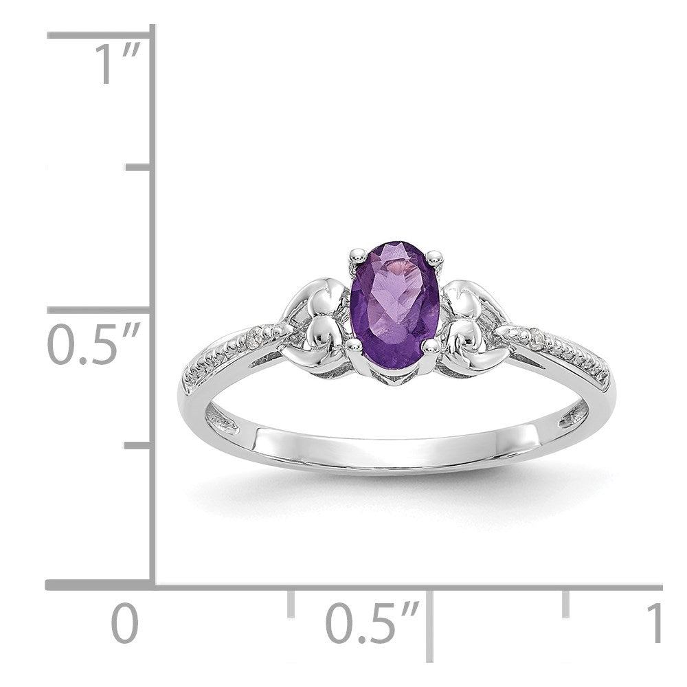 10k White Gold Amethyst and Diamond Ring