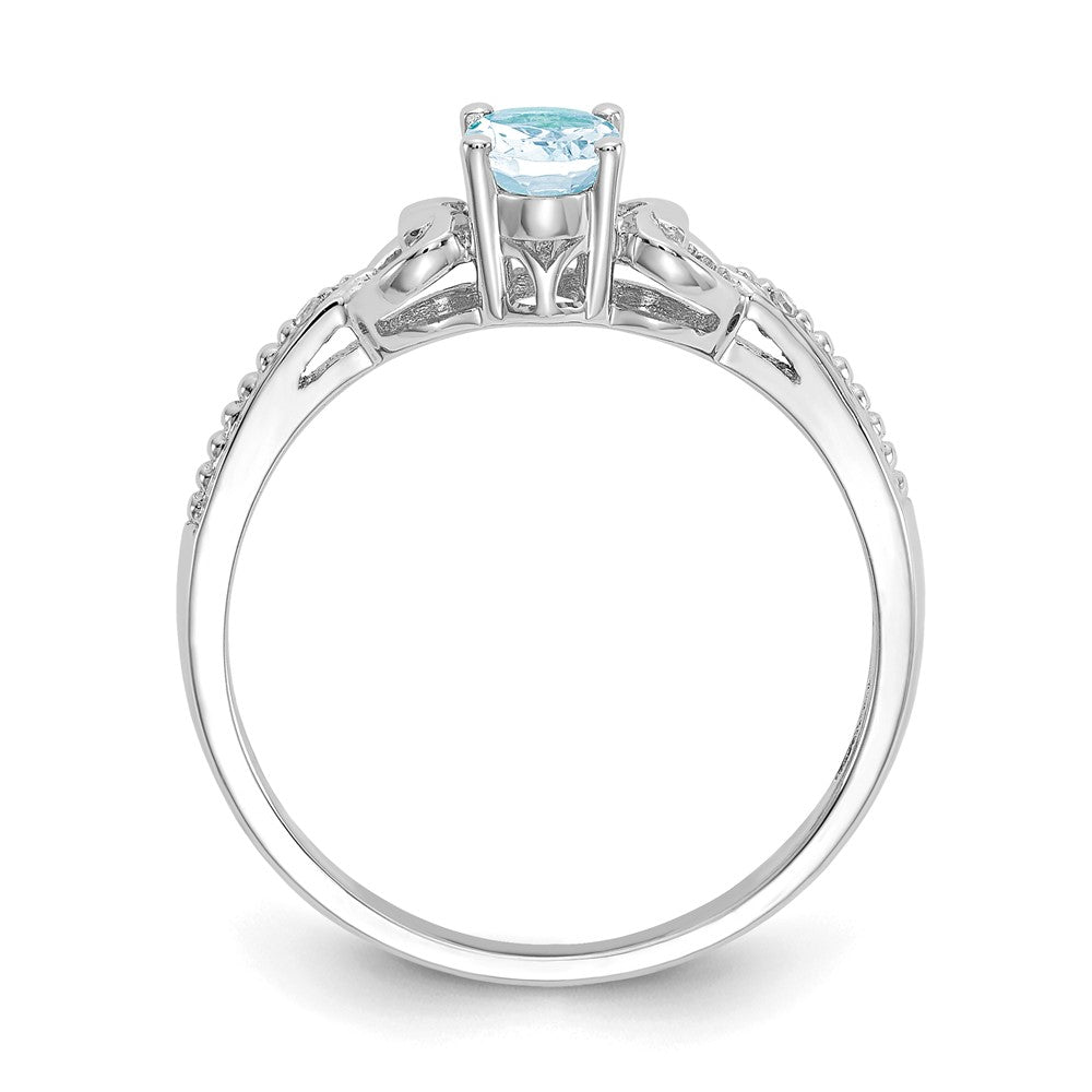 10k White Gold Aquamarine and Diamond Ring