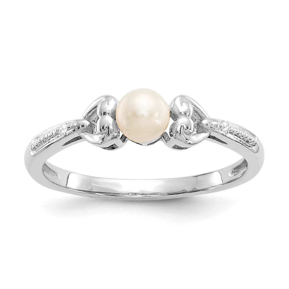 10k White Gold FW Cultured Pearl and Diamond Ring