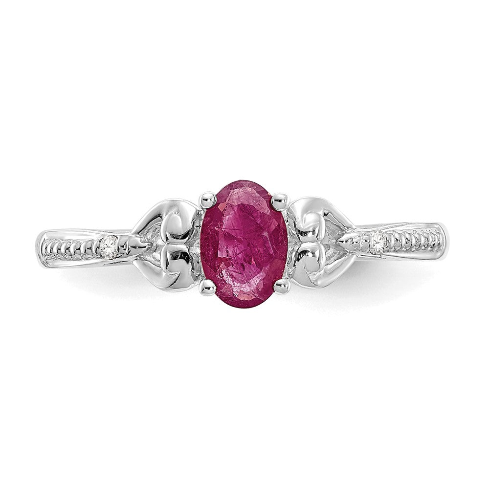 10k White Gold Ruby and Diamond Ring