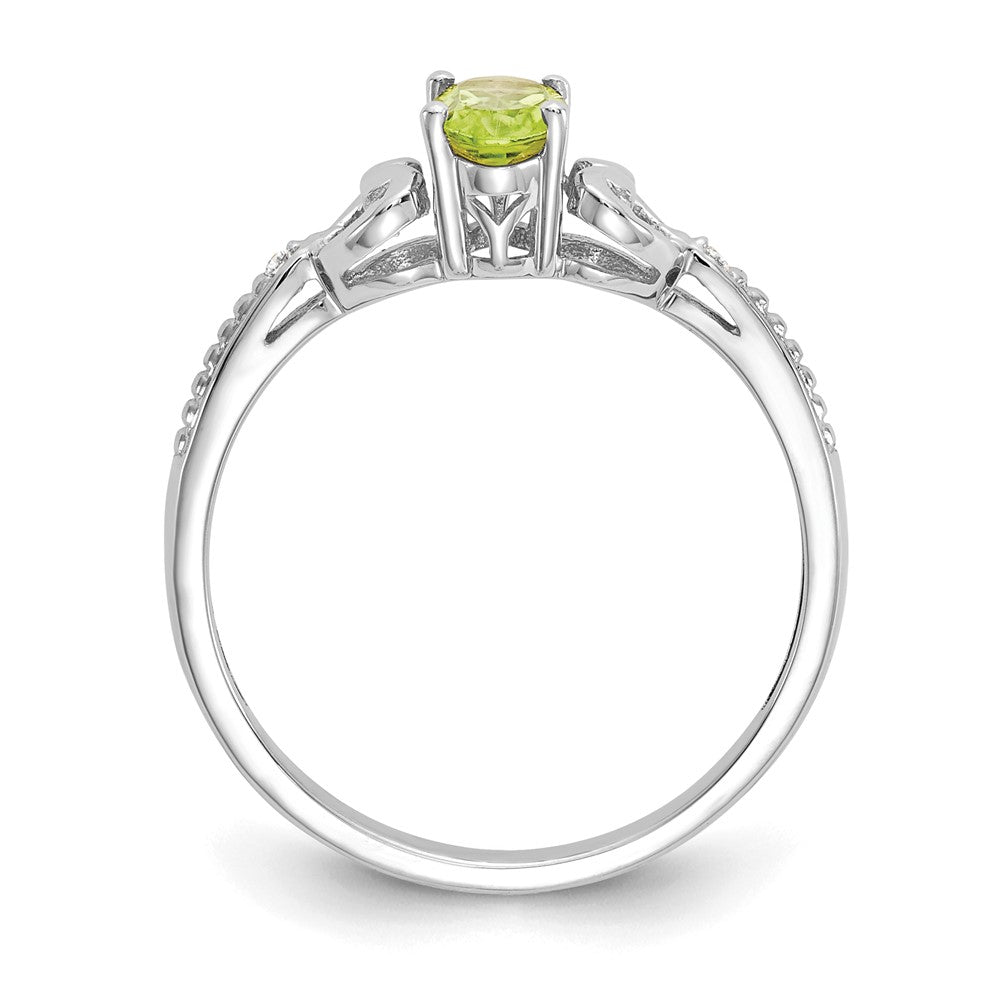 10k White Gold Peridot and Diamond Ring