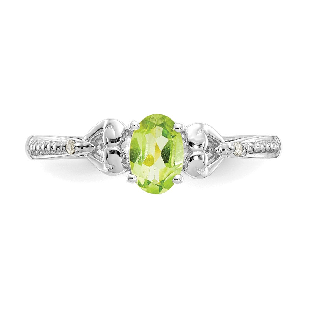 10k White Gold Peridot and Diamond Ring