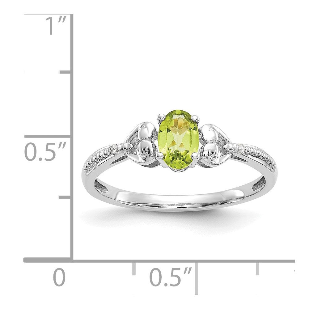 10k White Gold Peridot and Diamond Ring