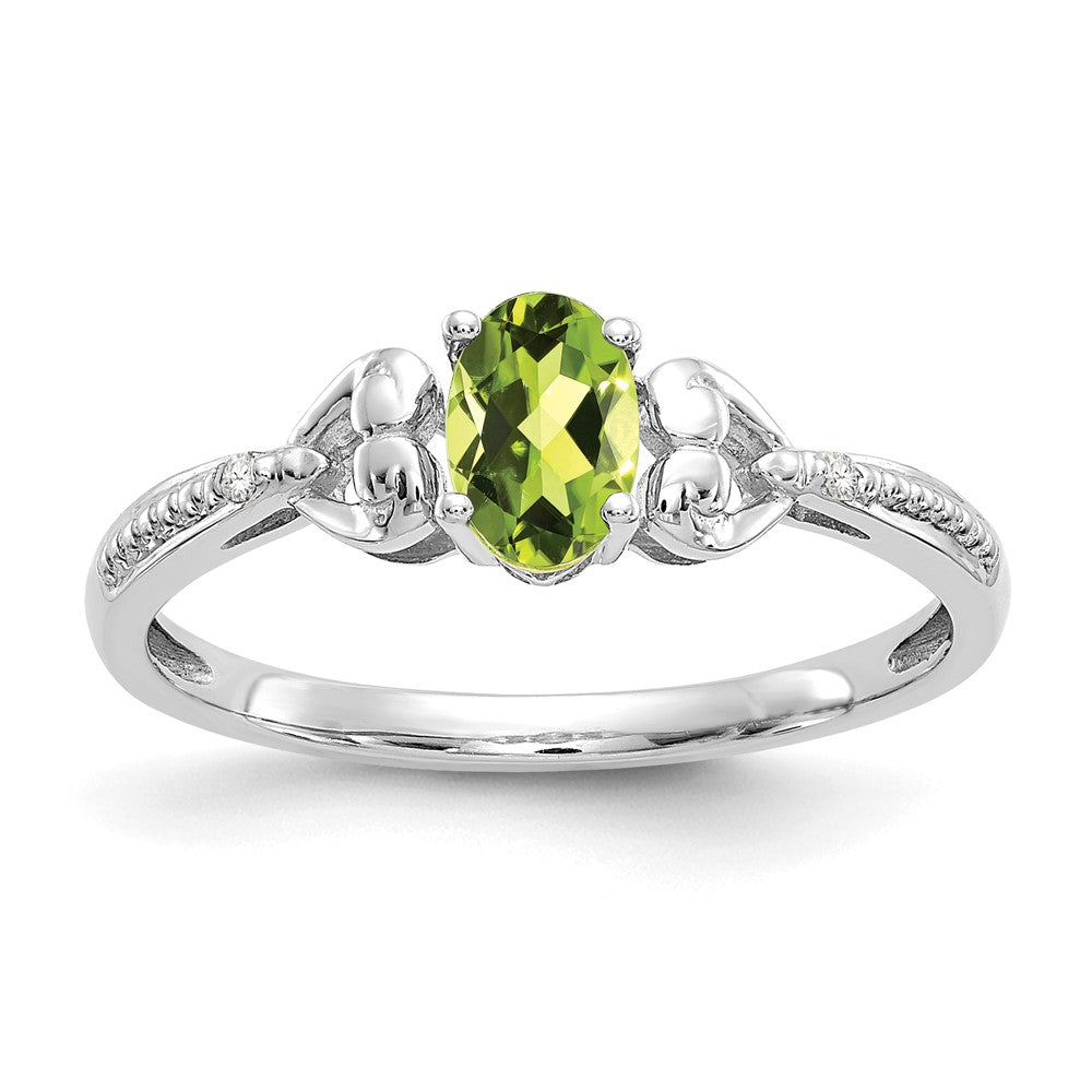 10k White Gold Peridot and Diamond Ring