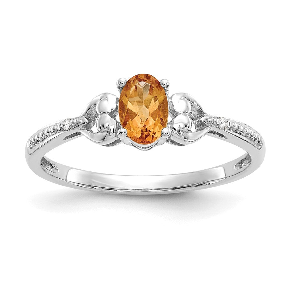 10k White Gold Citrine and Diamond Ring