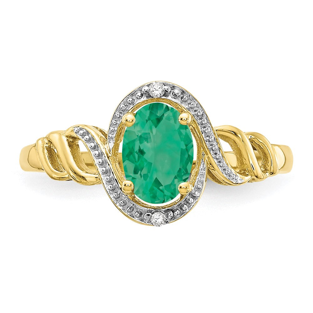 10K Emerald and Diamond Ring