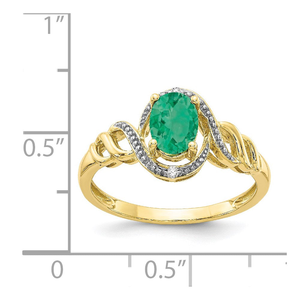 10K Emerald and Diamond Ring